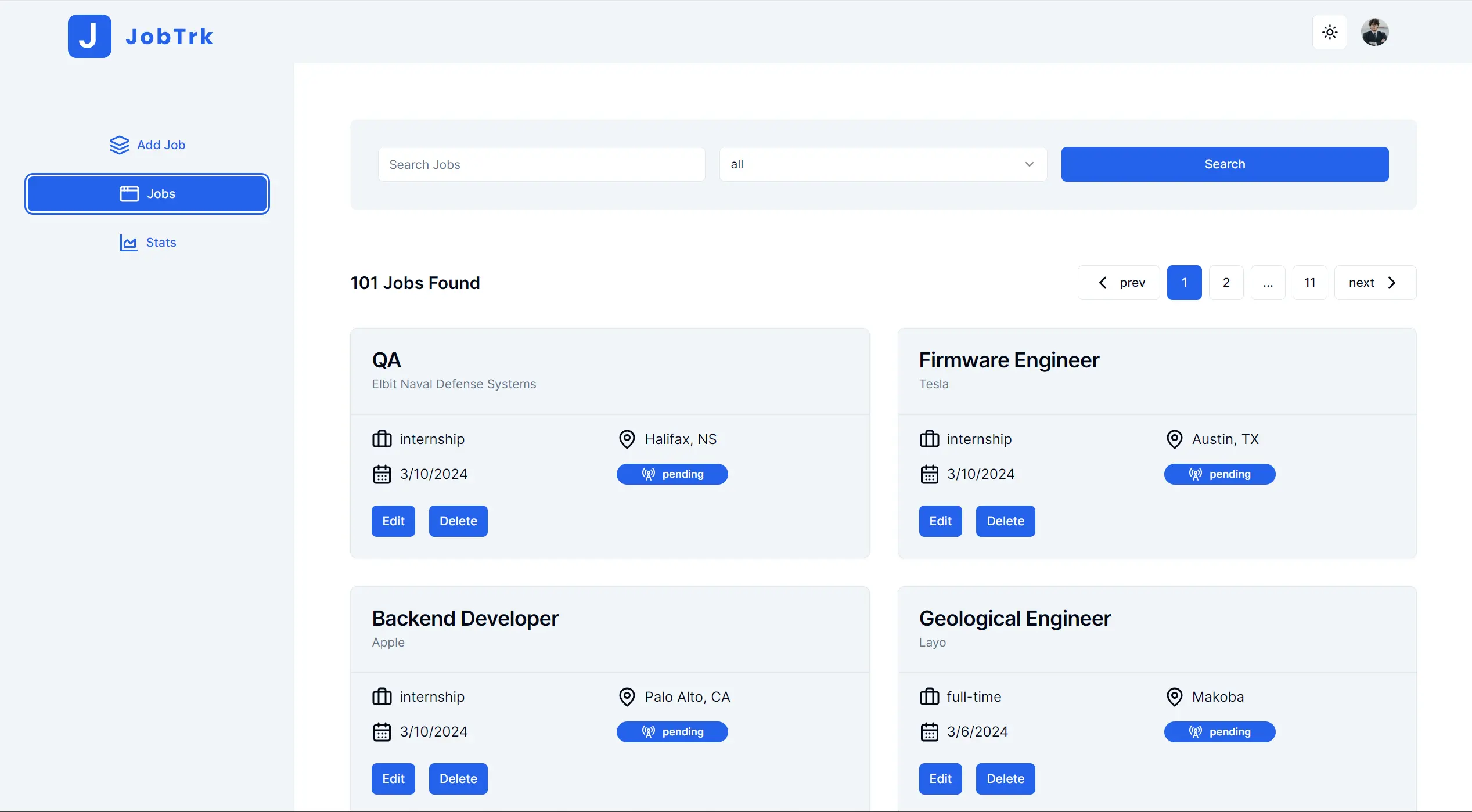 JobTrk Application Tracker